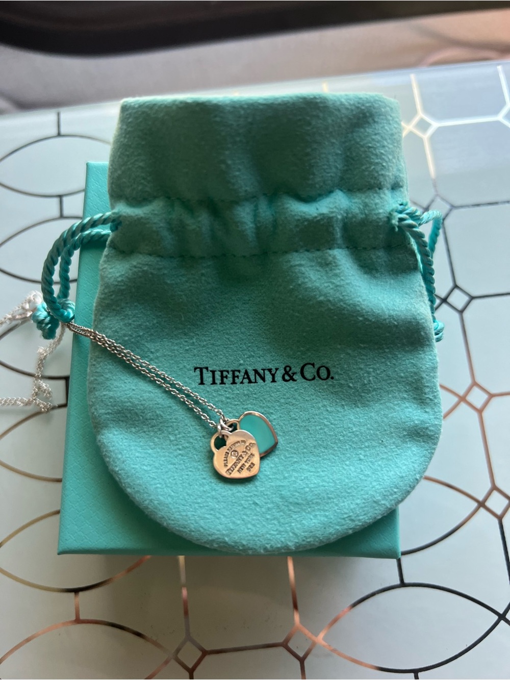 Tiffany & Co. Silver Heart Tag Necklace in Tiffany Blue